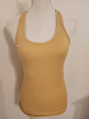 Universal Thread Ribbed Scoop Tank Top in Mustard Yellow